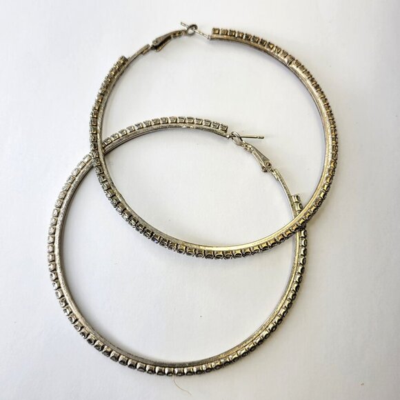Silvertone Large Hoops - Picture 4 of 5